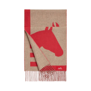 (W) Hermes Casaque Love Story Muffler Ecarlate Beige Chine