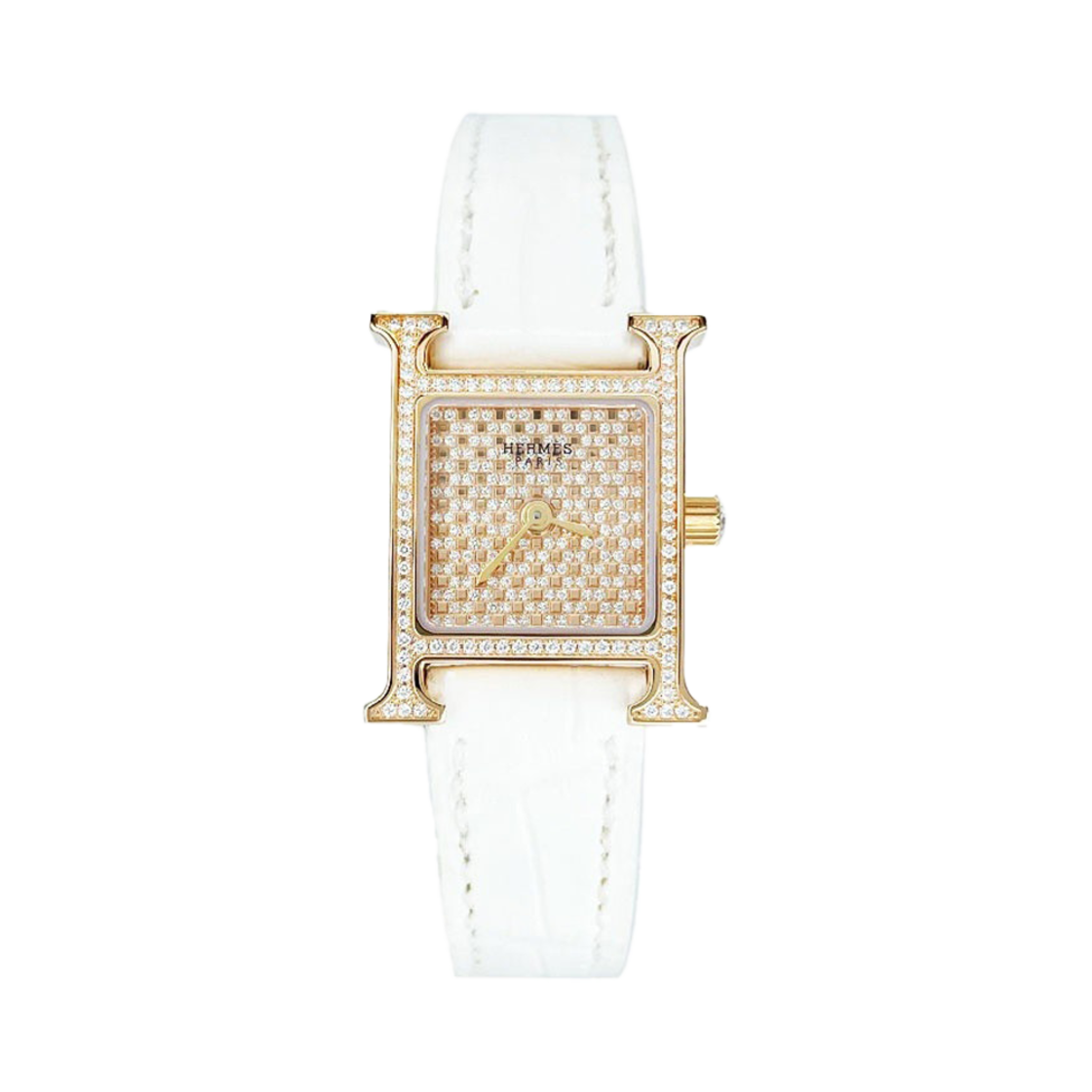 ITOWIF8EFVWI Hermes Heure H TPM Plumetis 18K Rose Gold Full Diamond