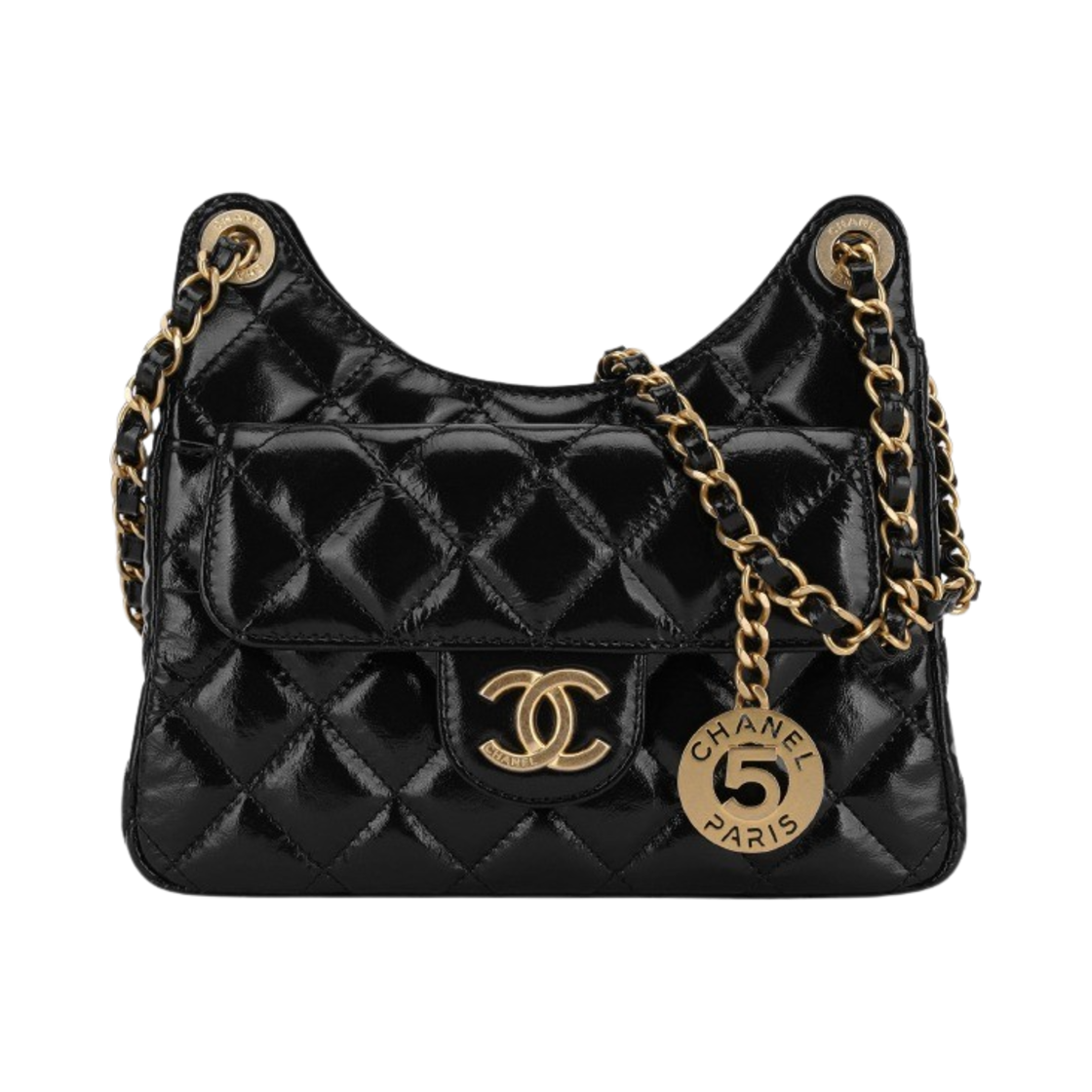샤넬 스몰 호보백 샤이니 크럼플드 카프스킨 & 골드 메탈 블랙(Chanel Small Hobo Bag Shiny Crumpled Calfskin & Gold Black)