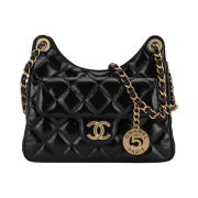 Chanel Small Hobo Bag Shiny Crumpled Calfskin & Gold Black