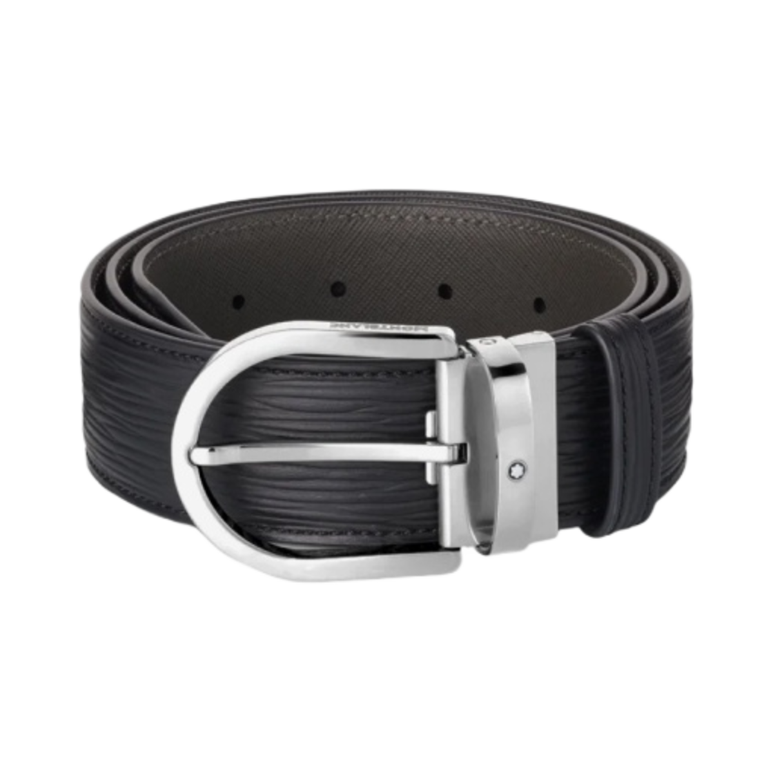 131172 Montblanc Horseshoe Buckle Printed 40mm Leather Belt Black