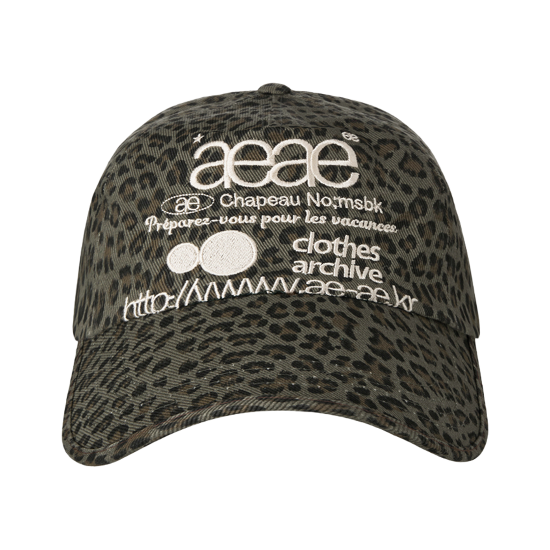 AE44FUCA008KHA AEAE Web Logo Leopard Cap Khaki