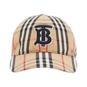 Burberry Monogram Motif Vintage Check Cotton Baseball Cap Archive Beige