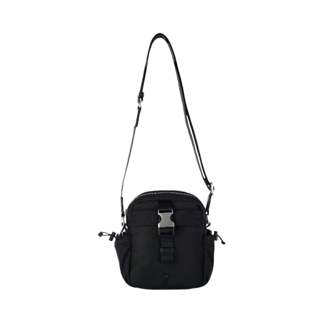 아미 스몰 하트 로고 포켓 나일론 크로스바디백 블랙