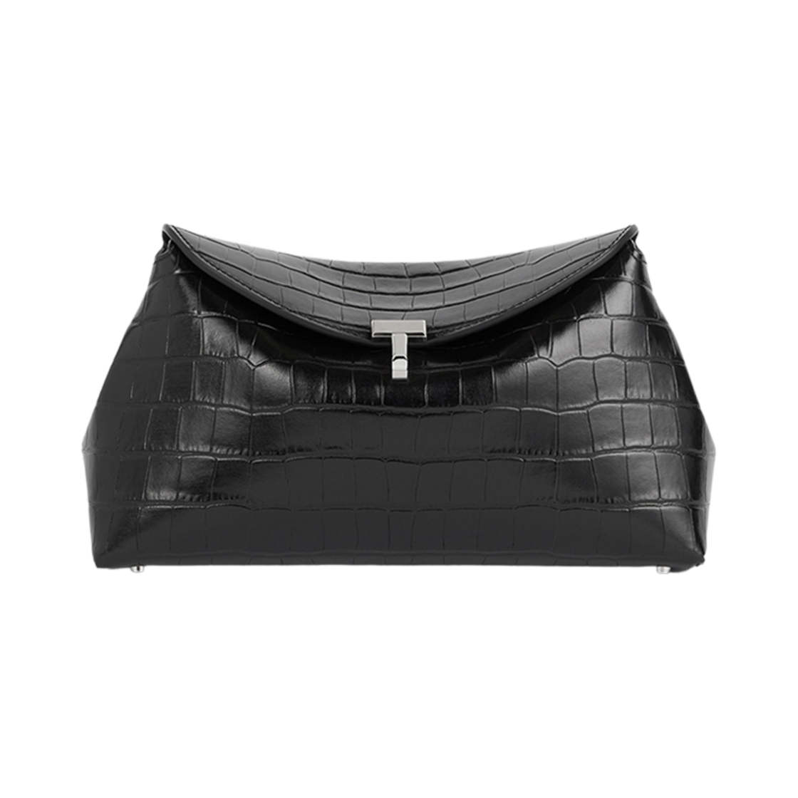 243-WAL944-LE0076-001 Toteme T-Lock Clutch Black Croco