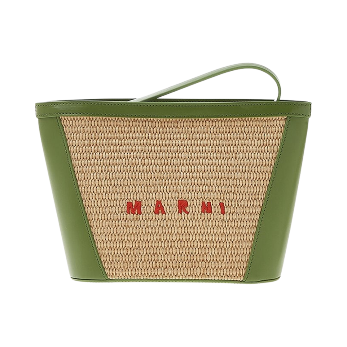 PHMO0024Q0-P3860-Z3O94 Marni Leather & Raffia Tropicalia Pouch Sand Storm Herb