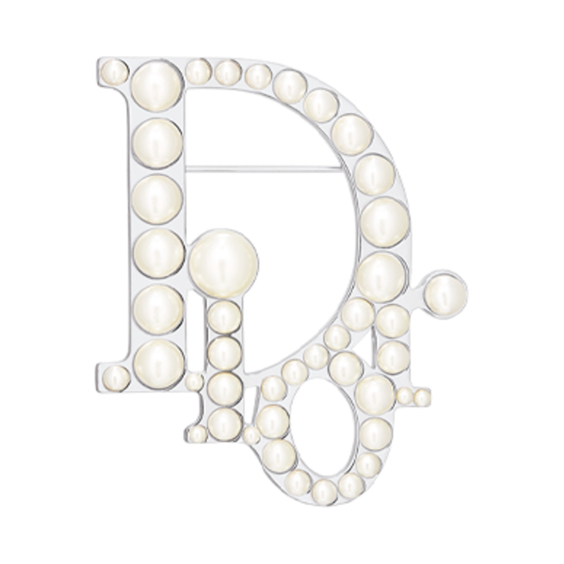 디올 오블리크 브로치 레진 펄 앤 실버 피니쉬 브래스 화이트 실버(Dior Oblique Brooch Resin Pearls and Silver Finish Brass White Silver)