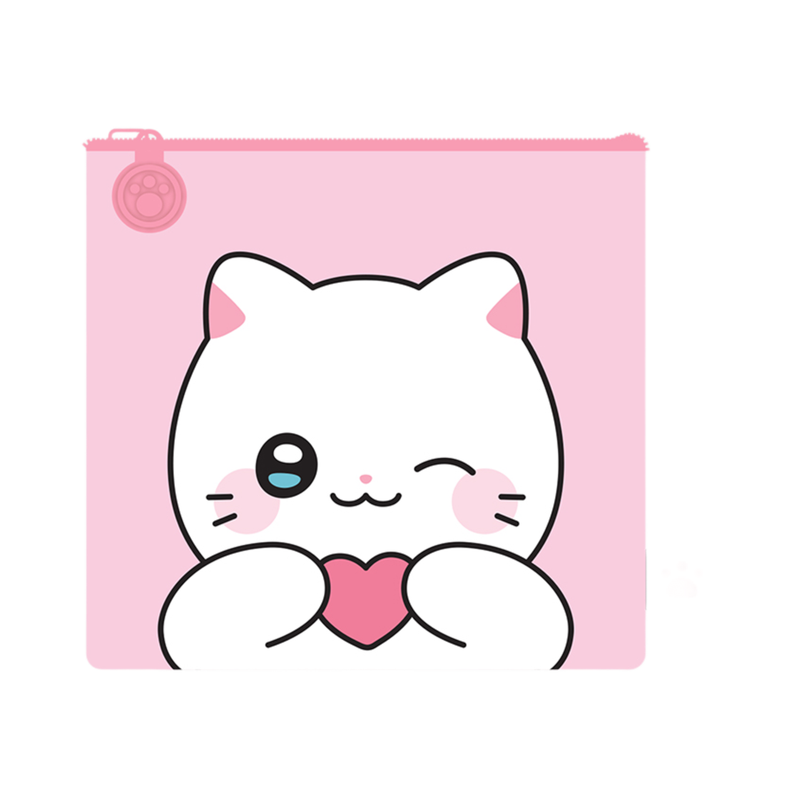 냐한남자 플랫 사각 파우치 하트 춘배(Meow Man Flat Square Pouch Heart Chunbae)