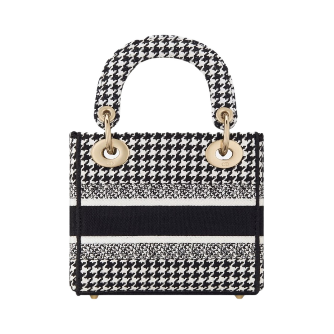 디올 레이디 D 라이트 미니백 블랙 화이트 하운즈투스 자수(Dior Lady D-Lite Mini Bag Black White Houndstooth Embroidery) - 2