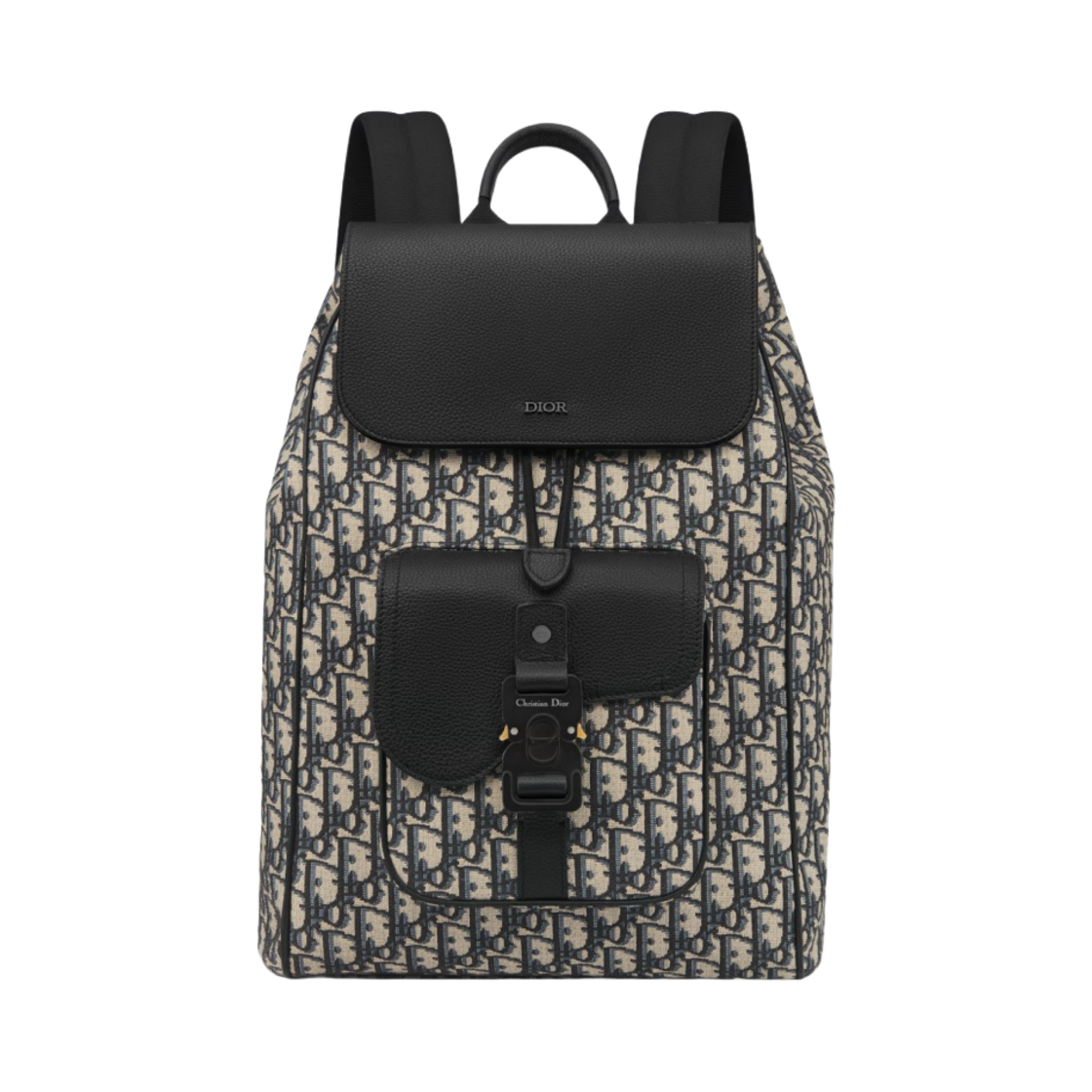 1ADBA200YKS-H27E Dior Saddle Backpack Dior Oblique Jacquard Grained Calfskin Beige Black