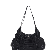For Appeal String Ribbon Large Hobo Bag Glossy Black