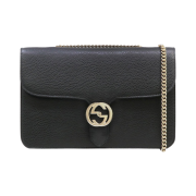 Gucci GG Interlocking Chain Medium Shoulder Bag Black