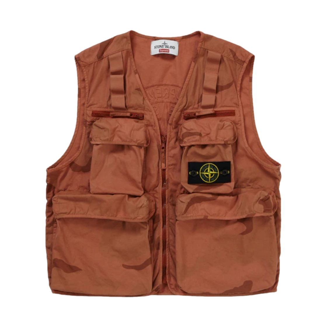 슈프림 x 스톤 아일랜드 카모 카고 베스트 코랄 카모 - 19SS