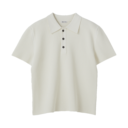 RM25SKTP002IV Recto Compact Knit Classic Polo Top Ivory