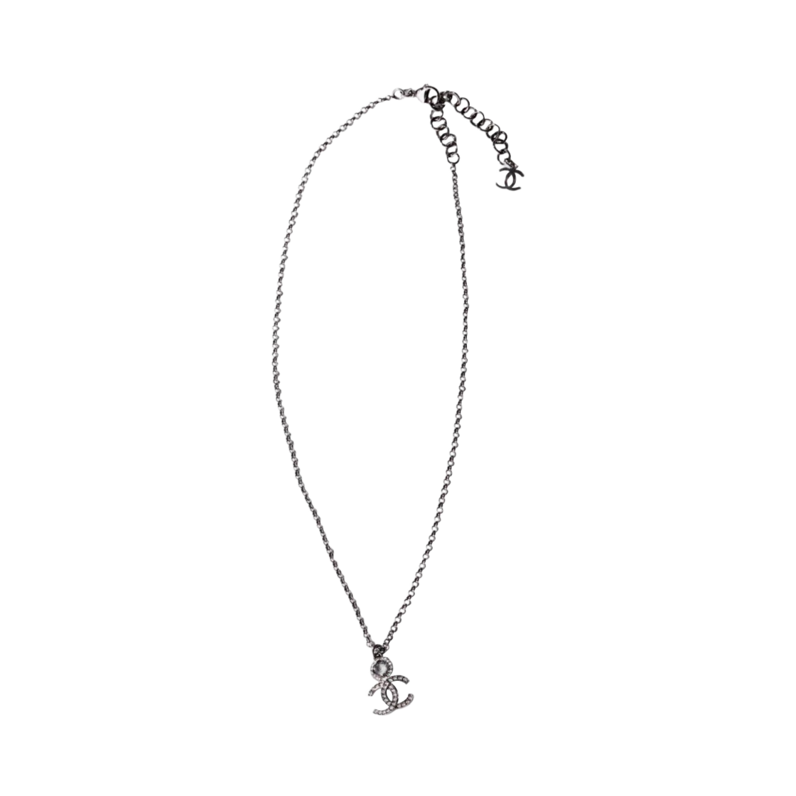 (W) 샤넬 네클리스 메탈 스트라스 & 루테늄 그레이 크리스탈((W) Chanel Necklace Metal Strass & Ruthenium Grey Crystal) - 1