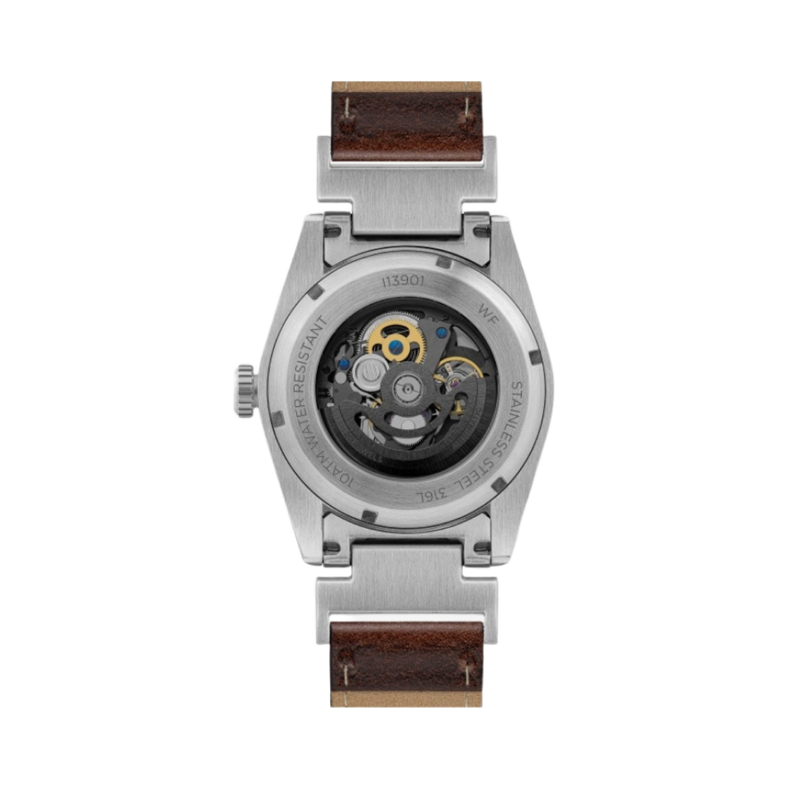잉거솔 스코빌 스켈레톤 43mm I13901 오토매틱 스테인리스 스틸 레더 실버 블랙 브라운 다이얼(Ingersoll Scovill Skeleton 43mm I13901 Automatic Stainless Steel Leather Silver Black Brown Dial) - 2