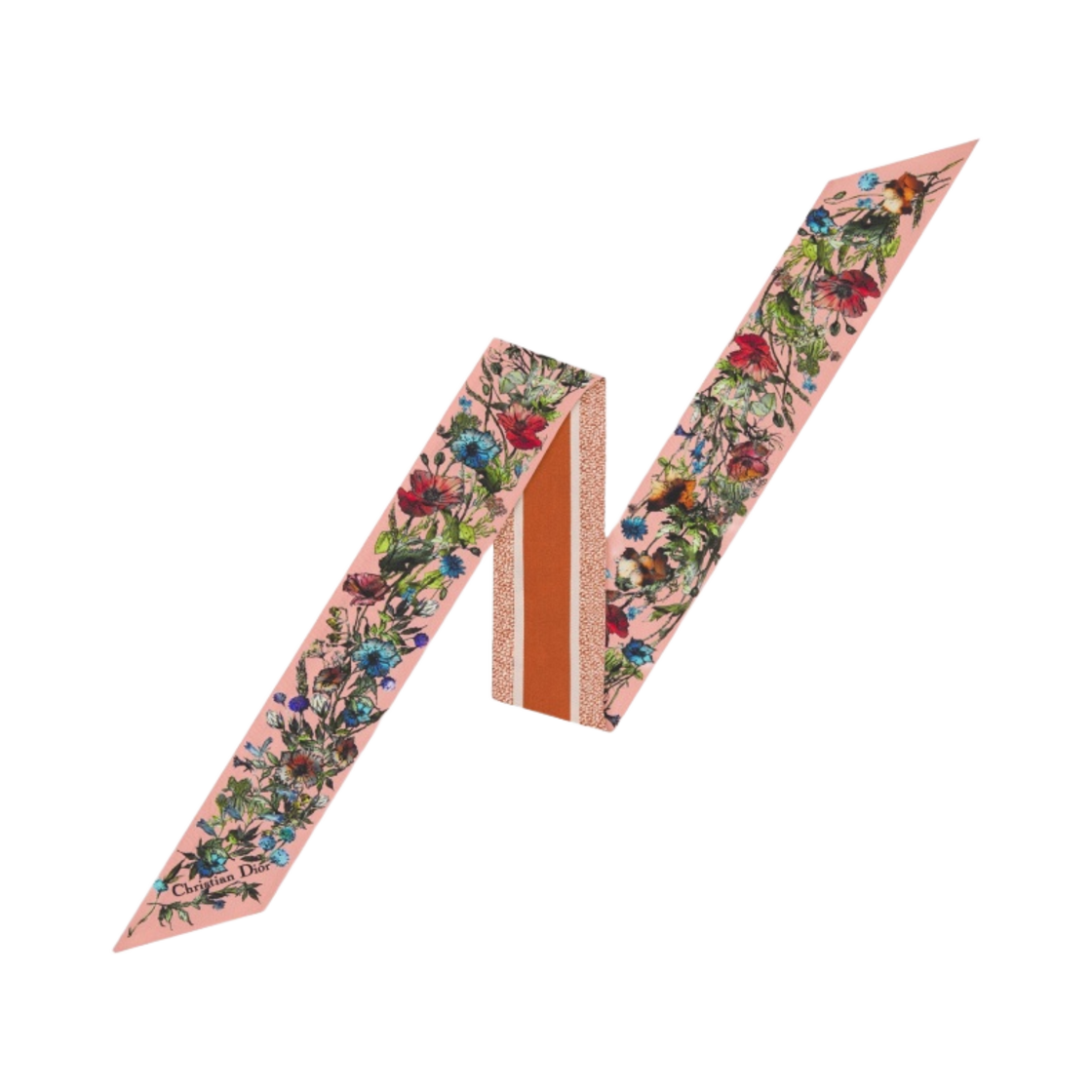 (W) 디올 D 밀레피오리 미차 스카프 실크 트윌 핑크 오렌지 멀티컬러((W) Dior D Millefiori Mitzah Scarf Silk Twill Pink Orange Multicolor) - 1