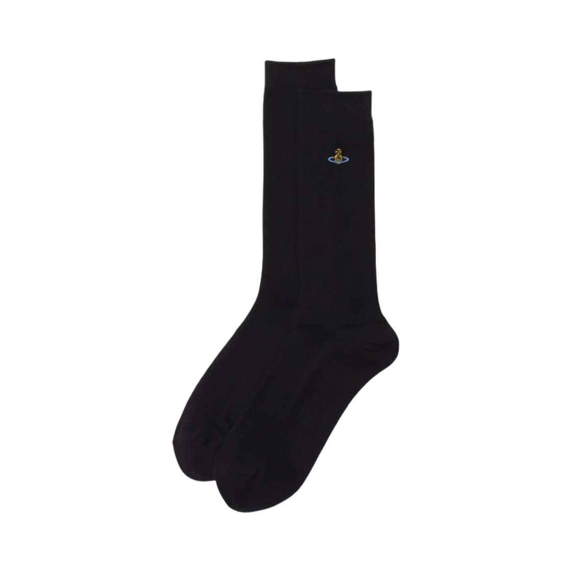 (W) 비비안 웨스트우드 원 포인트 오브 플레인 크루 삭스 블랙((W) Vivienne Westwood One Point Orb Plain Crew Socks Black) - 1