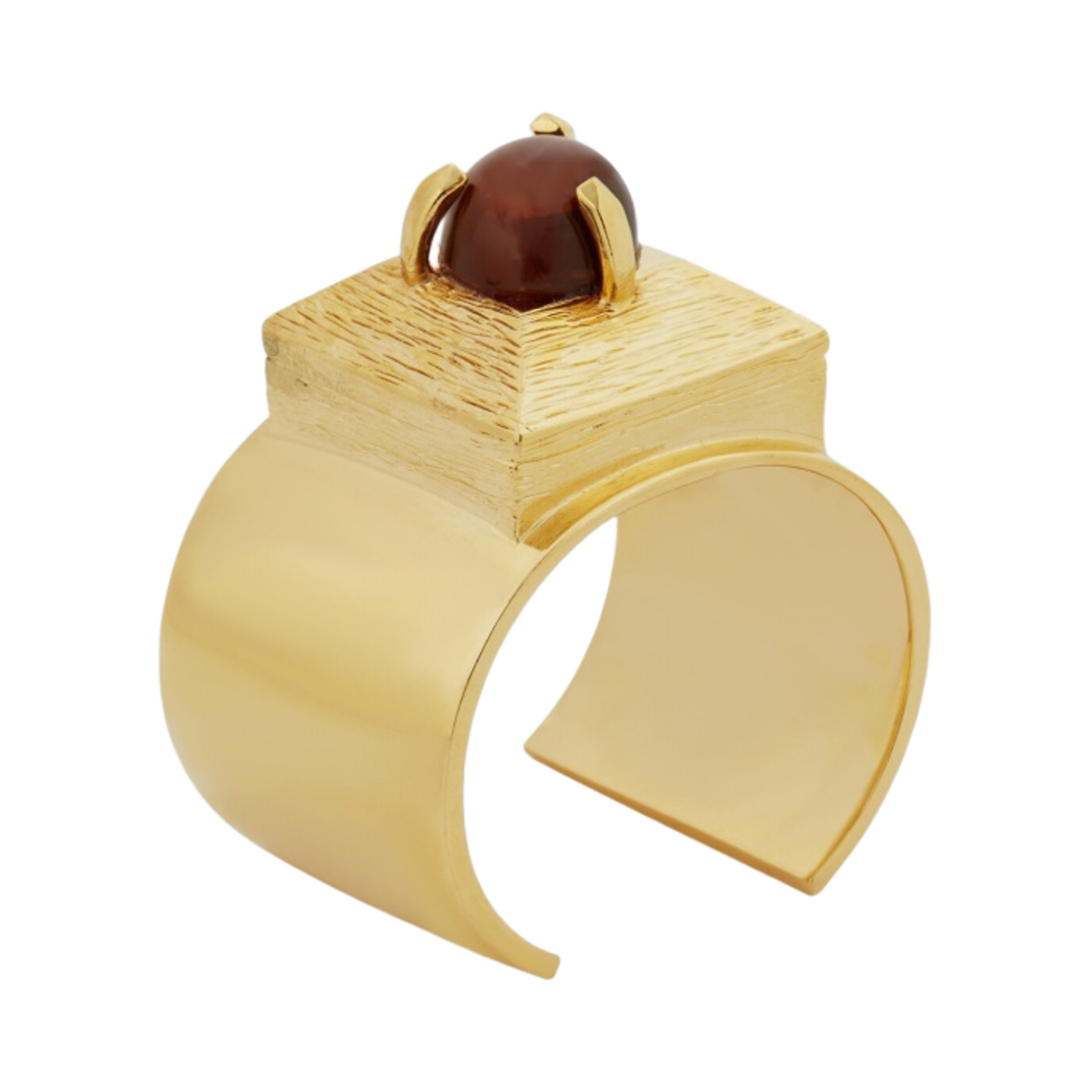 (W) 생로랑 스톤 앤 스퀘어 커프 메탈 레드 골드((W) Saint Laurent Stone and Square Cuff in Metal Red Gold) - 1