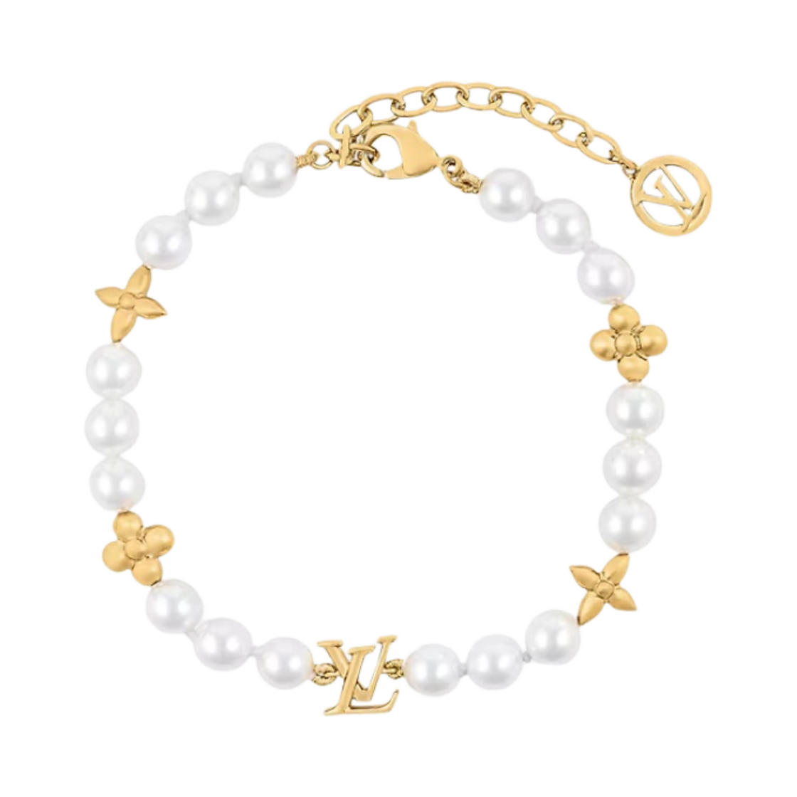 M1129A (W) Louis Vuitton My LV Pearl Bracelet Gold White
