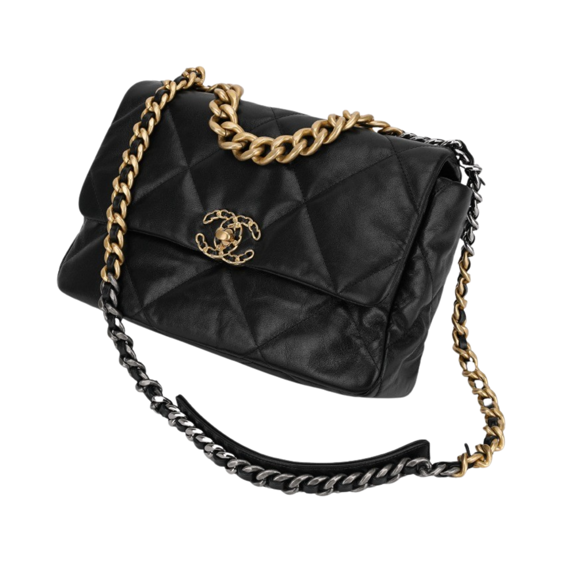 샤넬 19 라지 핸드백 고트스킨 & 골드 메탈 블랙(Chanel Large 19 Handbag Goatskin & Gold Black) - 3