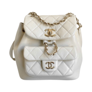 Chanel Small Backpack Calfskin & Gold White