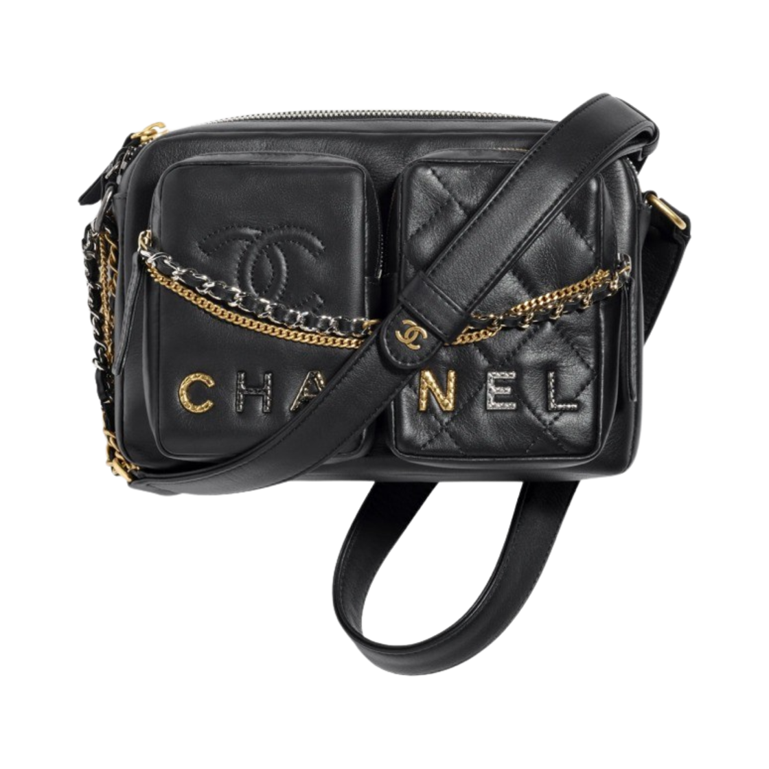샤넬 스몰 카메라 케이스 카프스킨 & 골드 실버 루테늄 메탈 블랙(Chanel Small Camera Case Calfskin & Gold Silver Ruthenium Black) - 1