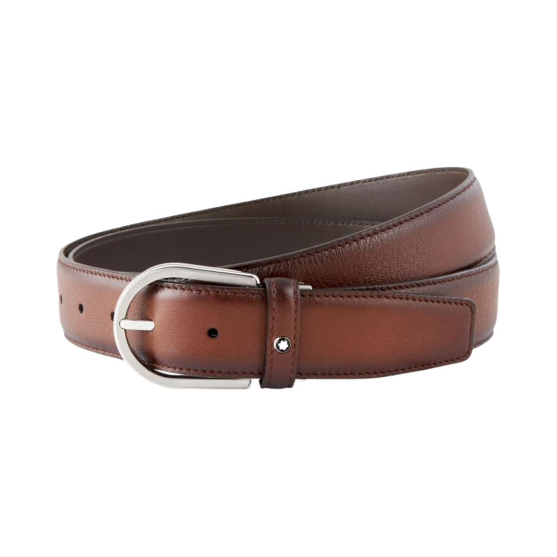 몽블랑 홀스슈 버클 35mm 레더 벨트 브라운(Montblanc Horseshoe Buckle 35mm Leather Belt Brown)