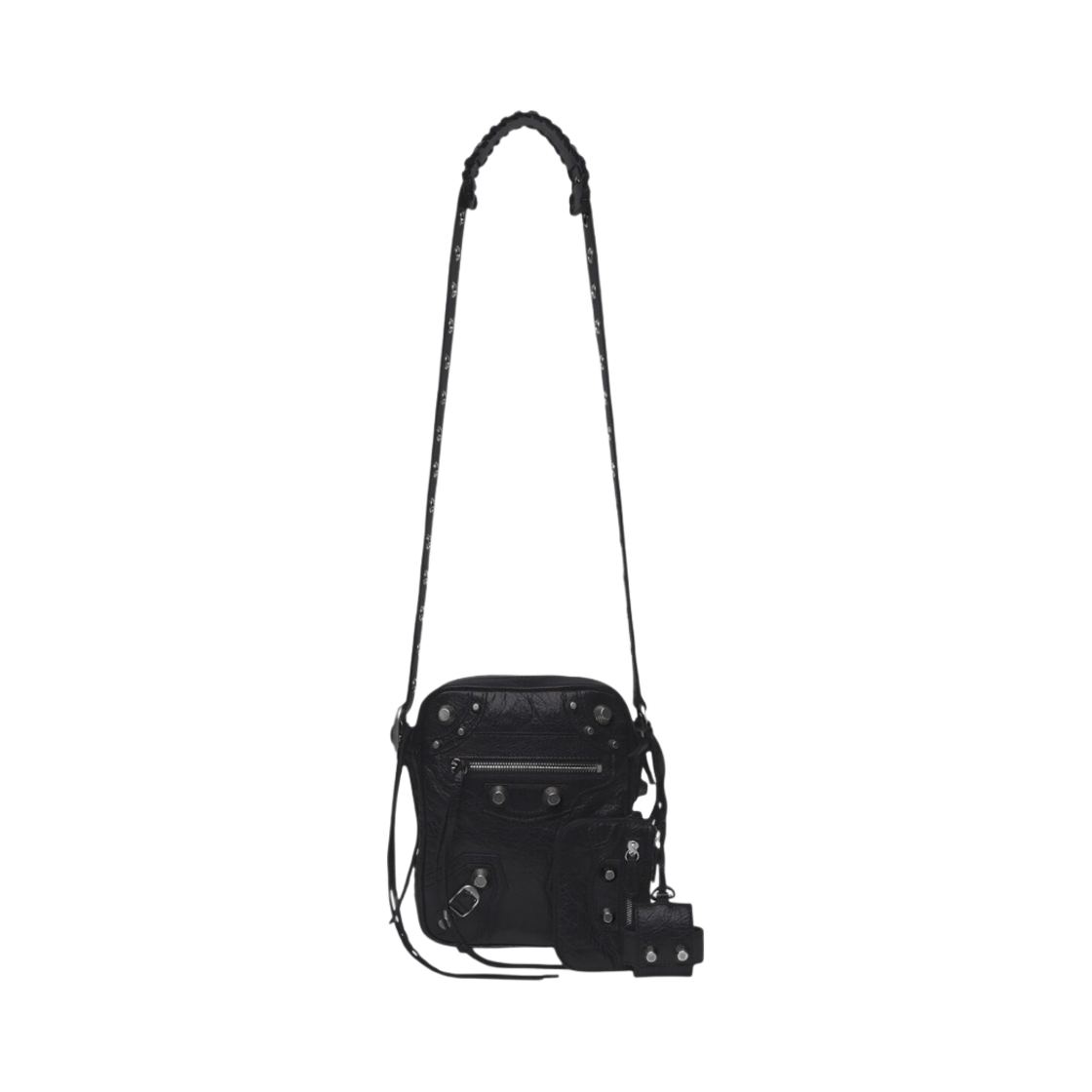 발렌시아가 아레나 램스킨 에이지드 실버 하드웨어 르 카골 크로스바디백 블랙(Balenciaga Arena Lambskin Aged Silver Hardware Le Cagole Crossbody Bag Black)