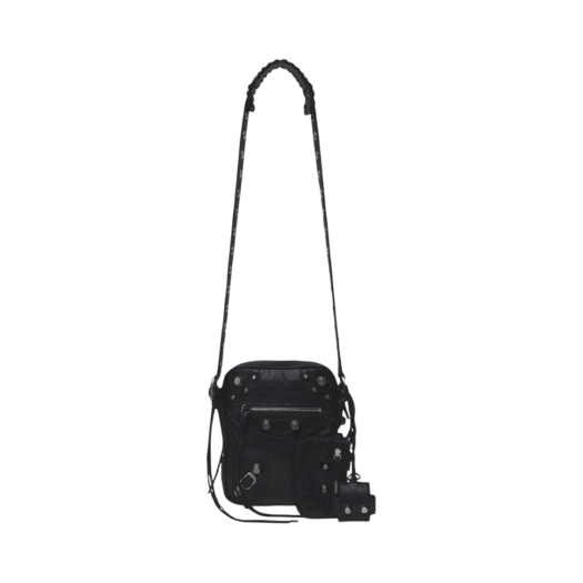 719065210KR1000 Balenciaga Arena Lambskin Aged Silver Hardware Le Cagole Crossbody Bag Black