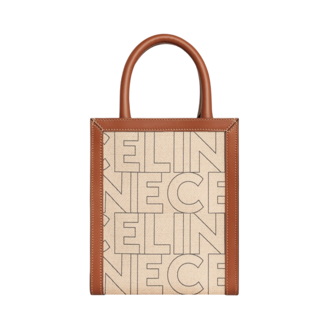 셀린느 올오버 프린트 텍스타일 미니 버티컬 카바스 셀린느 내츄럴 탄(Celine Mini Vertical Cabas in Textile with Celine All-Over Print Natural Tan) - 1