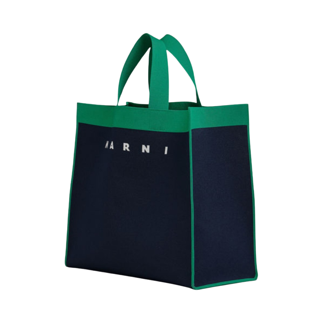 마르니 자카드 라지 쇼핑백 블루블랙 가든 그린 실크 화이트(Marni Jacquard Large Shopping Bag Blublack Garden Green Silk White) - 3