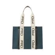 Chloe Woody Medium Tote Bag Steel Blue