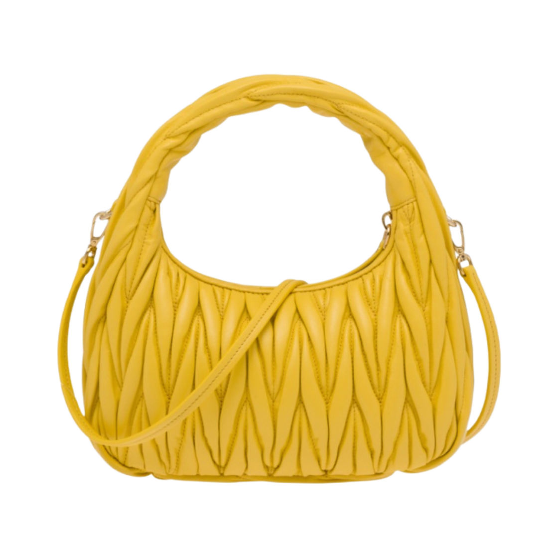 미우 미우 완더 마테라쎄 나파 레더 미니 호보백 써니 옐로우(Miu Miu Wander Matelasse Nappa Leather Mini Hobo Bag Sunny Yellow) - 3