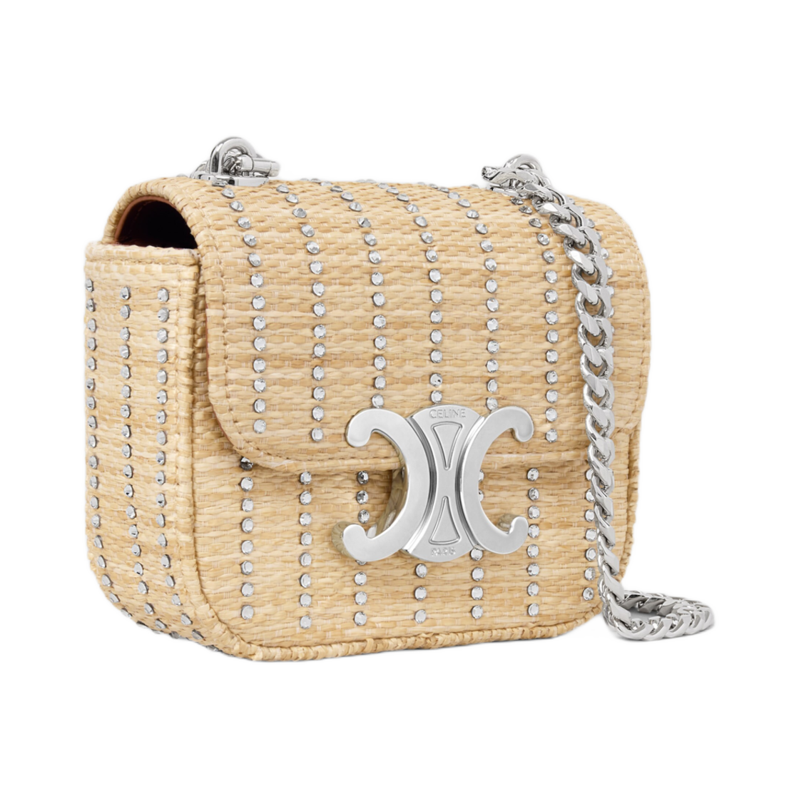셀린느 미니 체인 클로드 라피아 이펙트 텍스타일 스트라스 내츄럴(Celine Mini Chain Claude in Raffia Effect Textile with Strass Natural) - 2