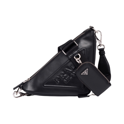 Prada Triangle Leather Shoulder Bag Black