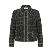 (W) Dior Macrocannage Technical Cotton Tweed Jacket Black White