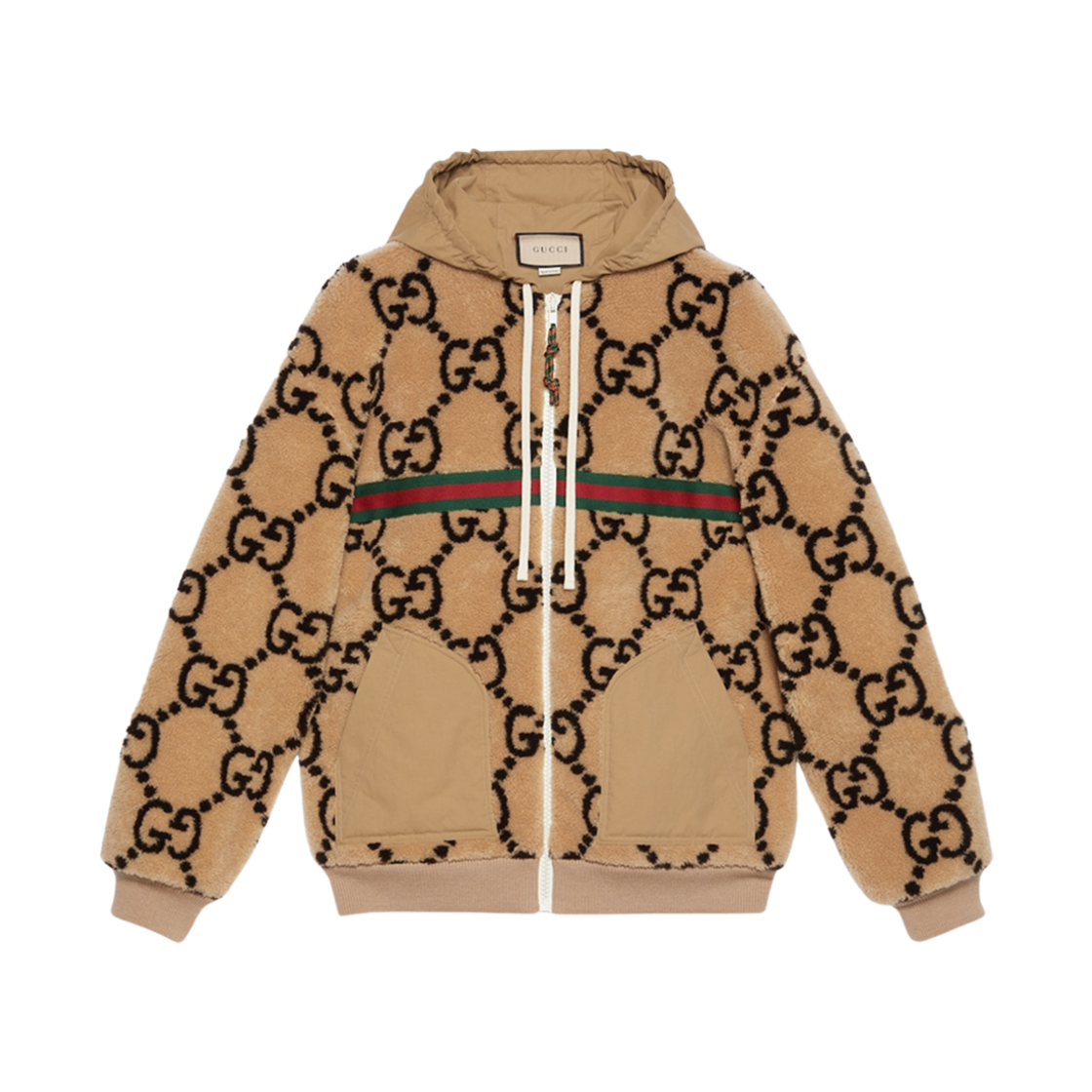 716387-XJEU7-2099 (W) Gucci Maxi GG Wool Jersey Jacket Beige Black