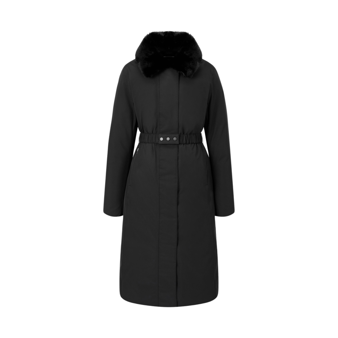 (W) 노비스 에밀리아 퍼 카라 벨티드 다운 코트 블랙((W) Nobis Emilia Fur Collar Belted Down Coat Black)