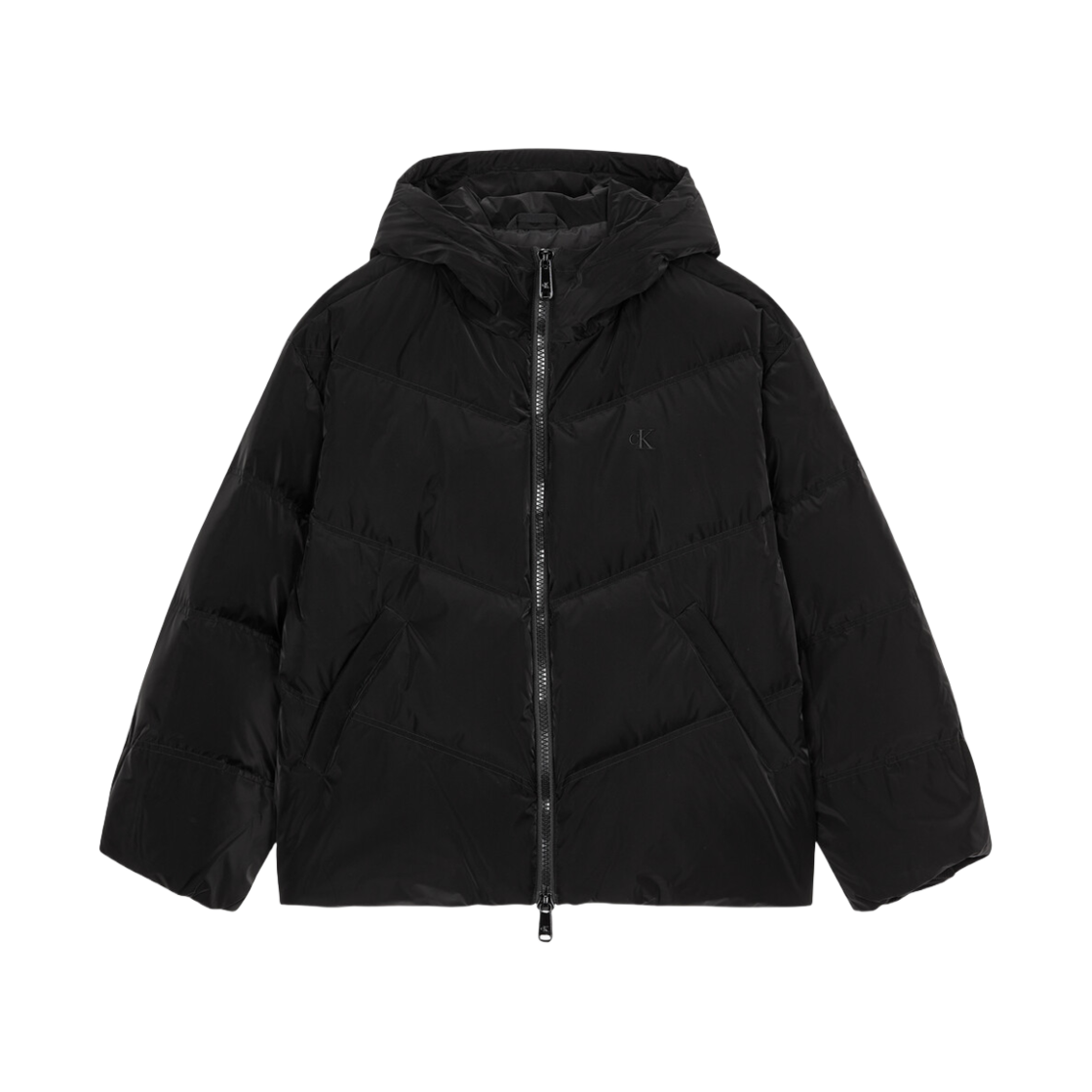 J225427BEH (W) Calvin Klein Matte Glossy Hip Cover Length Down Puffer Black