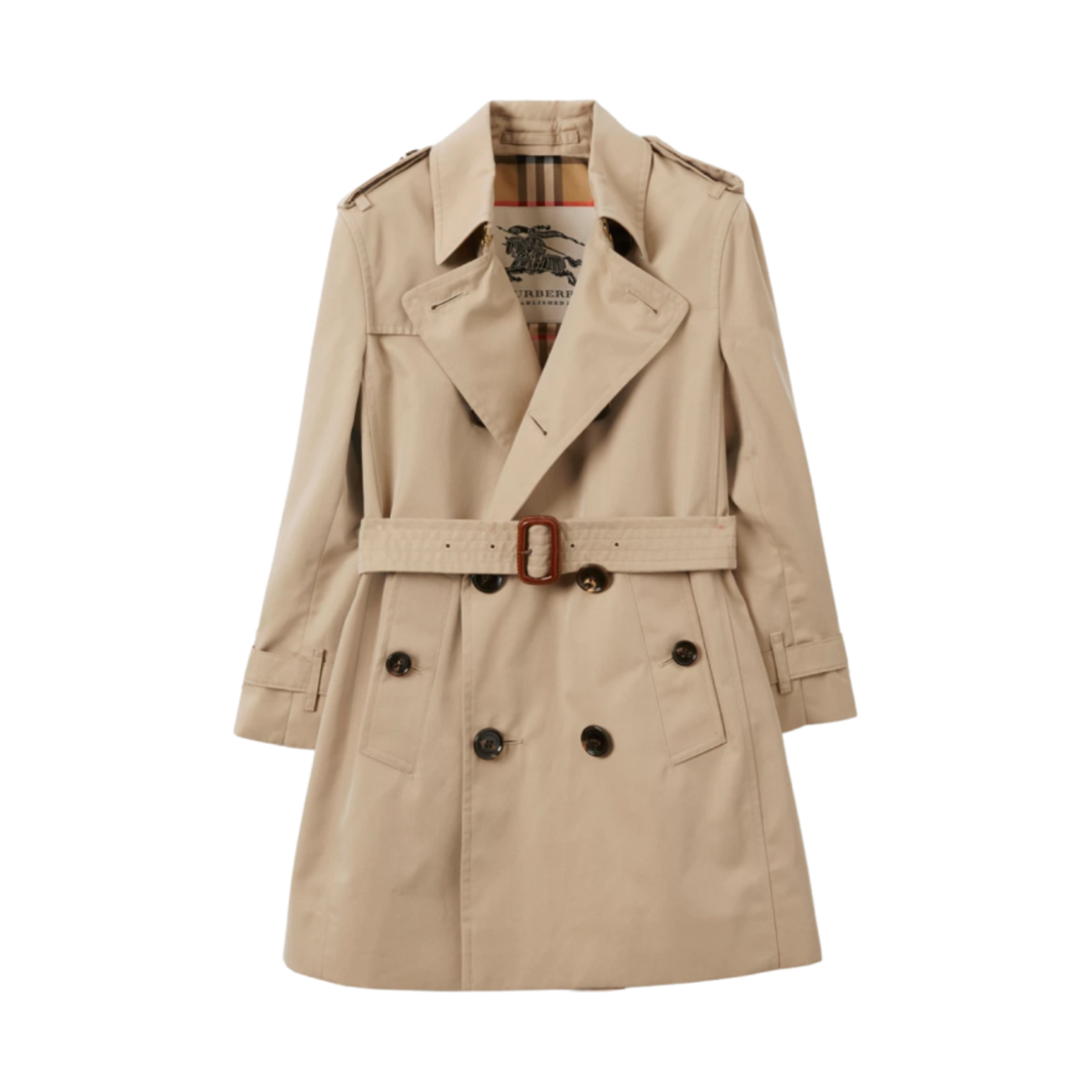 8001162 (Kids) Burberry Gabardine Trench Coat Honey