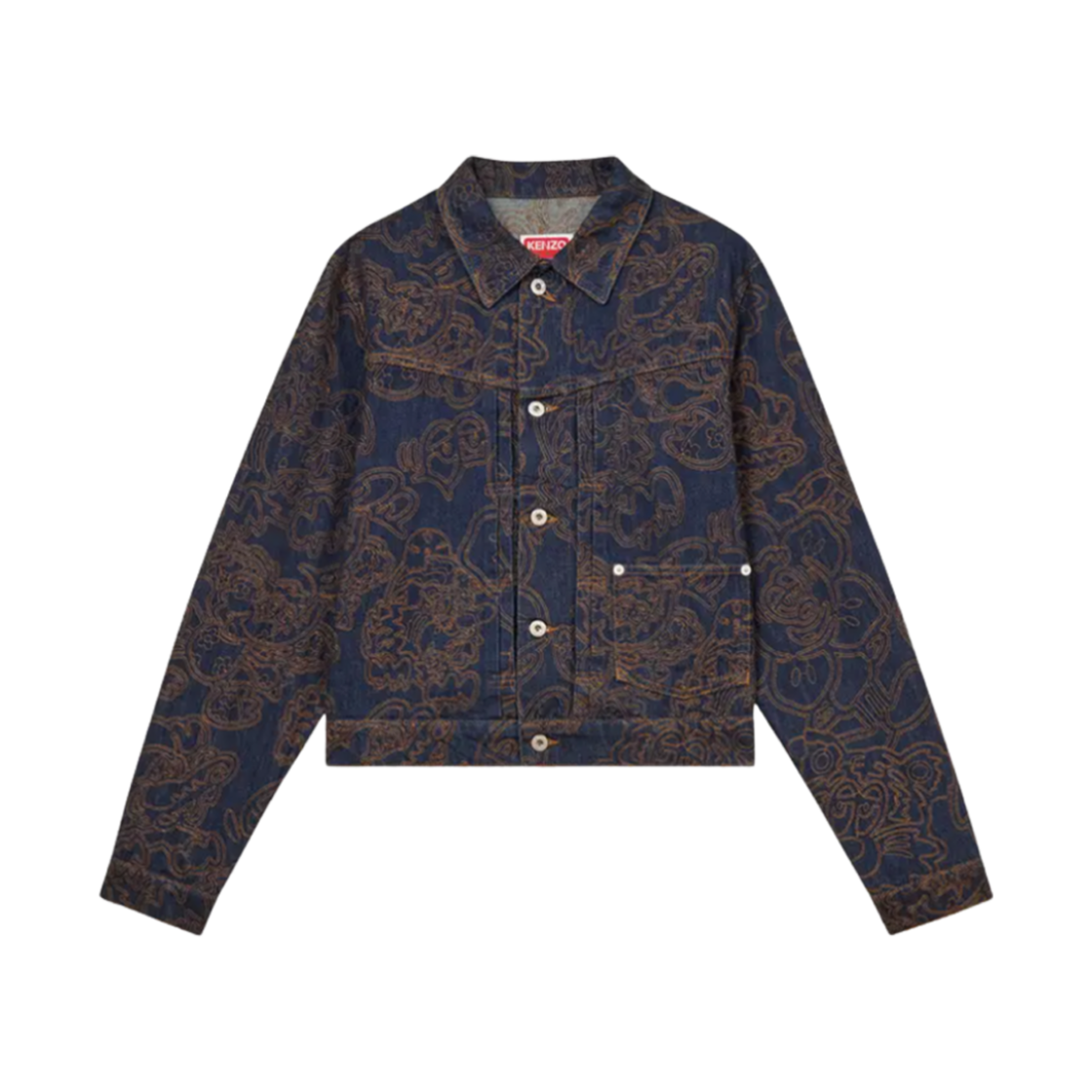 겐조 바이 베르디 자수 재패니즈 데님 트러커 자켓 린스 블루 데님(Kenzo By Verdy Embroidered Trucker Jacket in Japanese Denim Rinse Blue Denim)