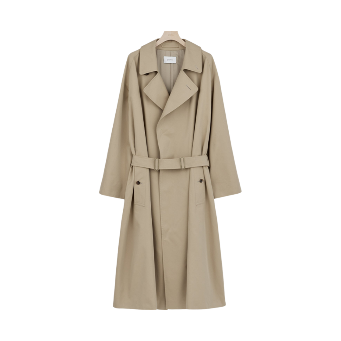 COLM-114M Ciota Tielocken Coat Gabardine Fabric Beige