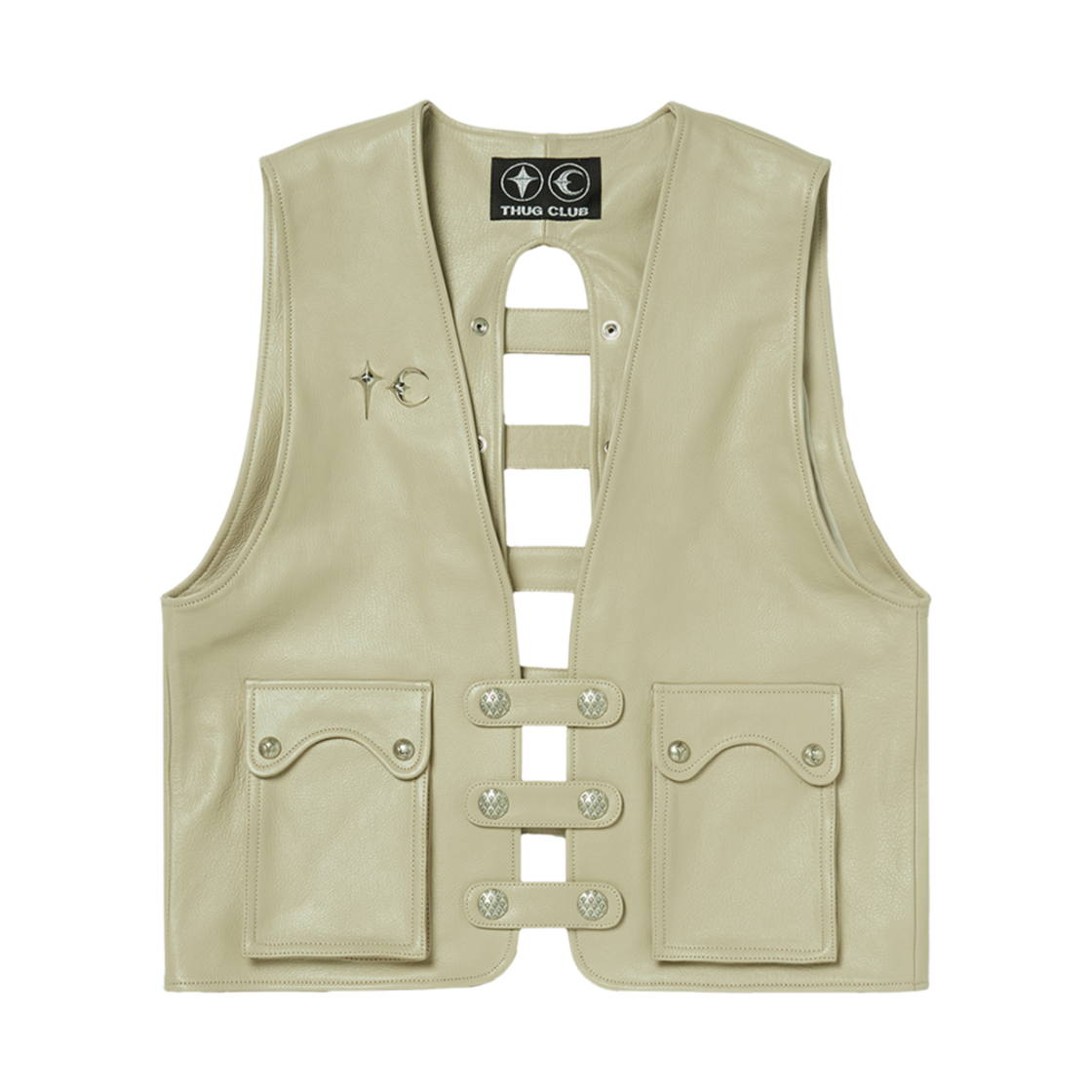 떠그 클럽 고트 스킨 레더 베스트 아이보리(Thug Club Goat Skin Leather Vest Ivory) - 1