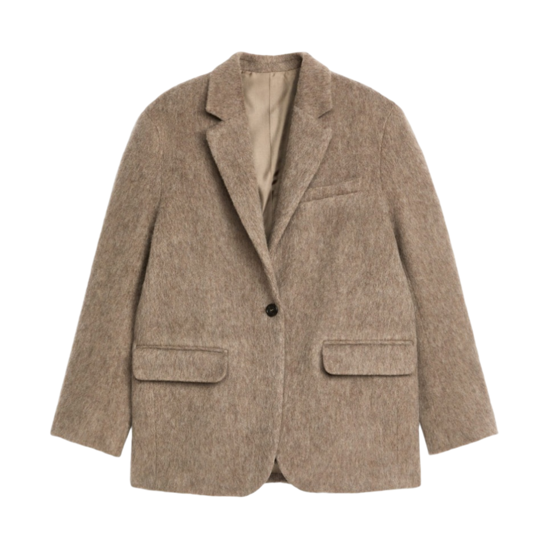 (W) 아르켓 브러쉬드 울 블레이저 다크 베이지((W) Arket Brushed Wool Blazer Dark Beige)