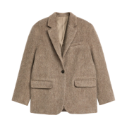 (W) Arket Brushed Wool Blazer Dark Beige