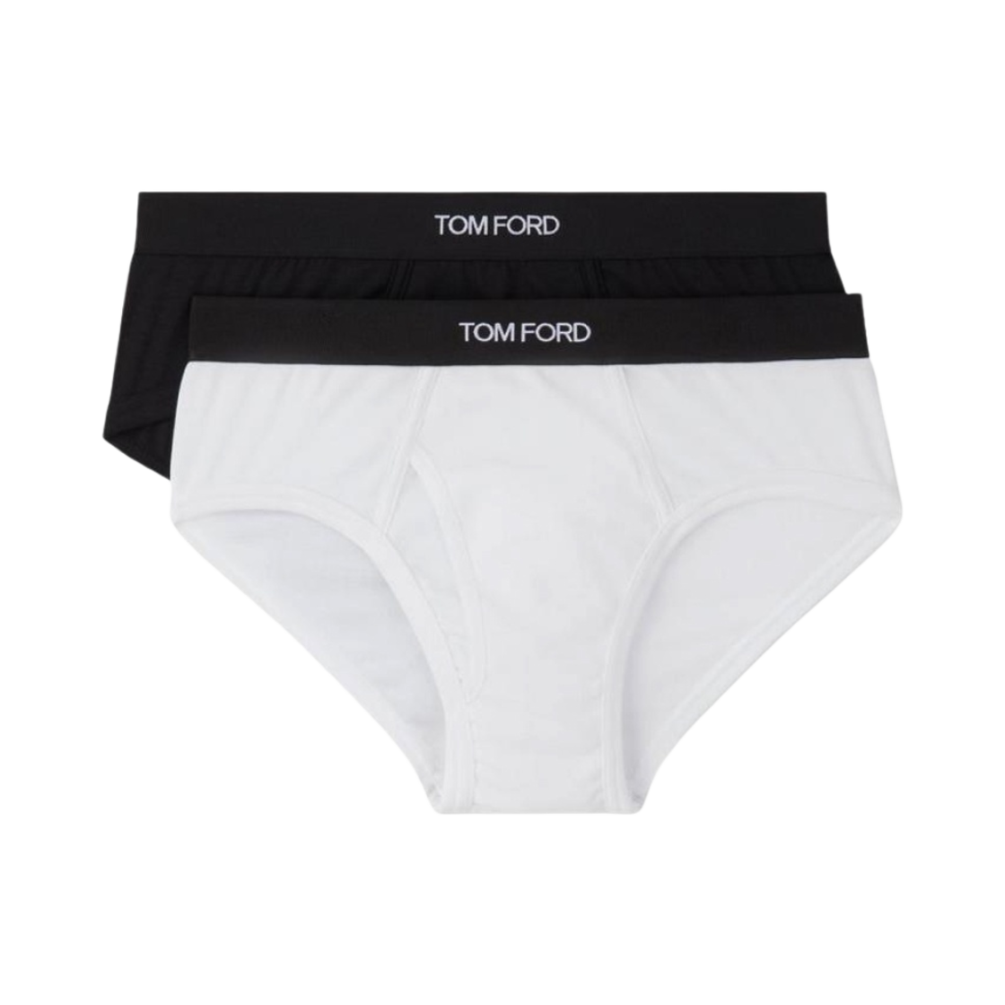 T4XC1-104-999 Tom Ford Cotton Briefs White Black (2 Pack)