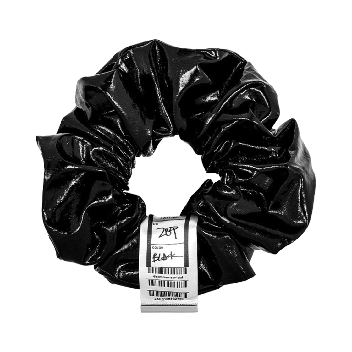 센티멍 넘버 289 에나멜 램스킨 헤어 스크런치 블랙