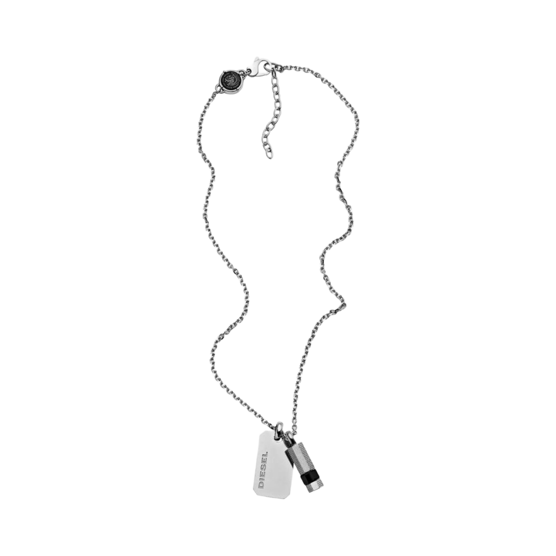 디젤 Dx1156 스테인리스 스틸 펜던트 더블 도그 태그 네클리스 실버(Diesel Dx1156 Stainless Steel Pendant Double Dog Tag Necklace Silver)