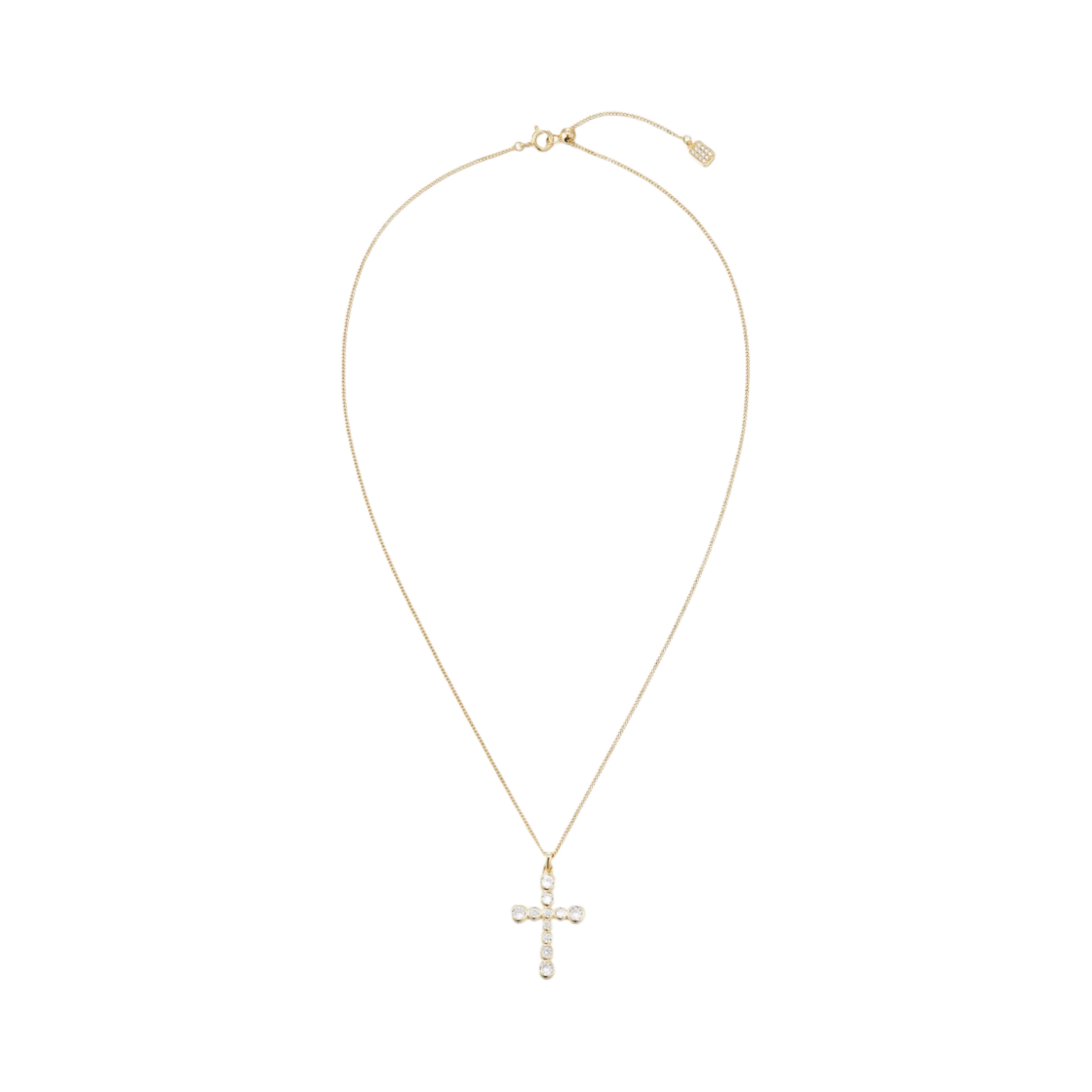 넘버링 라운드 브릴리언트 그라디언트 크로스 네클리스 골드